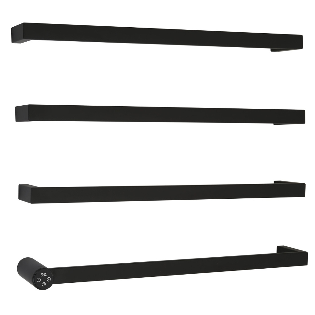 JTP Zyon Matt Black 630mm x 486mm Electric Designer Towel Radiator Cut Out